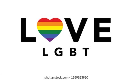 LOVE Symbols with heart Color LGBT pride flag or Rainbow of LGBT isolated on white background,Vector illustration EPS 10