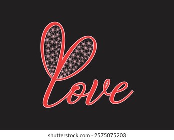 Love t shirt design with artistic floral patterns perfect for Valentine’s Day 