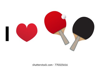 I love table tennis or ping pong vector icon