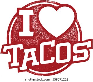 I Love Tacos Rubber Stamp