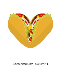 Love Tacos. Symbol lover Mexican fast food. Taco heart. traditional Mexico meal