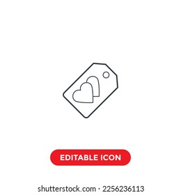 icono de trazo modificable de signo de etiqueta de amor, icono especial de San Valentín