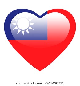 Amar la bandera de Taiwán, el botón brillante del corazón de Taiwán, símbolo de amor de la bandera de Formosa. Símbolo patriótico nacional de Formosa. 