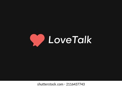 Love Talk chat bubble love heart dating valentine dating app logo design