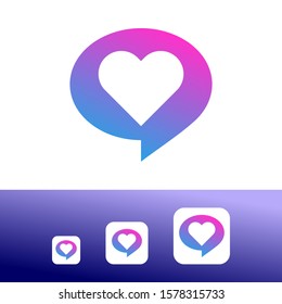 Love Talk Icon Logo Apps with Modern Color Design - Vector File
