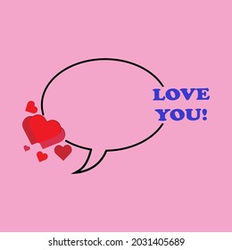 Love talk logo isolated on pink background. Flat Vector Logo Design Template Element for Valentines card and greeting card.