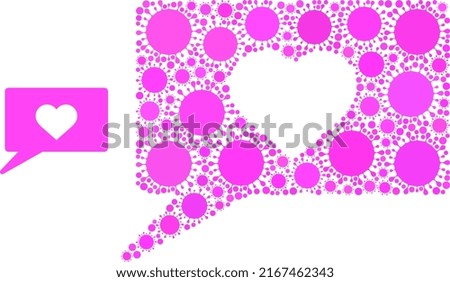 Love talk mosaic icon. Vector mosaic done from random infection parts. Covid-2019 mosaic love talk icon. Love talk mosaic for pandemic templates.