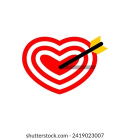 El objetivo del amor. Caer en la ilustración vectorial de amor. Icono de amor. El corazón golpeado. Adecuado para el día de San Valentín o temas de amor.