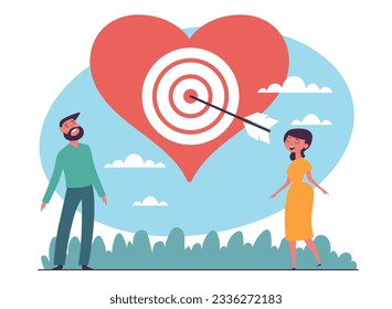 Love target heart relationship marriage concept. Vector graphic design illustration