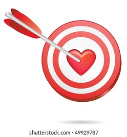 love target in one red heart, perfect match