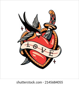 love tattoo illustration vector design