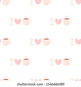 I love tea. Cute cartoon seamless vector pattern