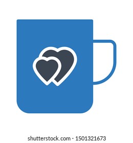 love tea glyph colour vector icon