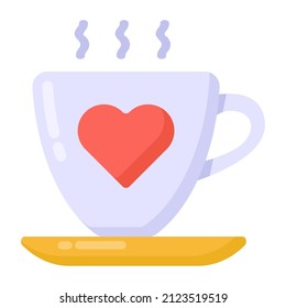 Love tea icon in flat design 

