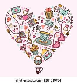 Love tea. Illustration for Valentine's day with a mug and a big heart.
