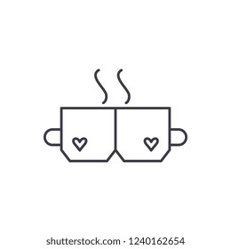 Love tea line icon concept. Love tea vector linear illustration, symbol, sign