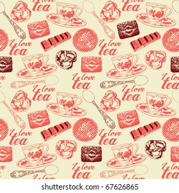 love tea seamless background