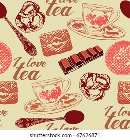 love tea seamless background