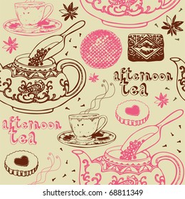 love tea seamless background