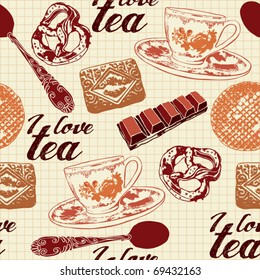 love tea seamless background