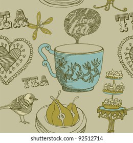 love tea seamless background