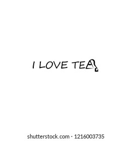 I love tea, text icon. Element of tea icon for mobile concept and web apps. Hand drawn I love tea, text icon can be used for web and mobile
