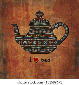 I Love Tea. Vector illustration.