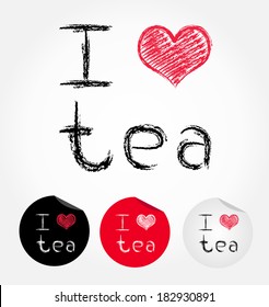 I love tea. Vector illustration.