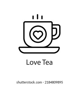 Love Tea vector Outline Icon Design illustration on White background. EPS 10 File 
