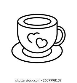 Love Tea  vector outline icon. EPS 10 file