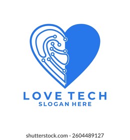 Love Tech connection logo design vector template