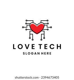 Amar la Ilustración de vectores de elementos de plantilla de diseño de logotipo tecnológico.