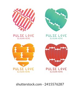 Love tech logo design simple concept Premium Vector