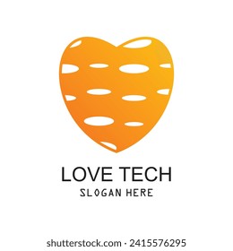 Love tech logo design simple concept Premium Vector