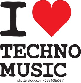 I Love Techno Music. T Shirt Design, Minimalistic Line Art Vector Design On A White Background For Different Goals. Pad Controller Illustration. Heart, Love, Music.