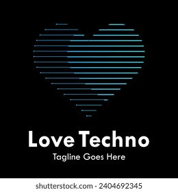 Love technology design logo template illustration