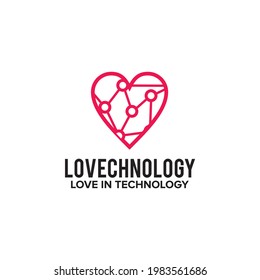 Love technology logo design vector template