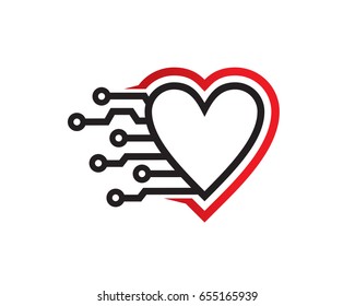 Love Technology Logo Template Design Vector, Emblem, Design Concept, Creative Symbol, Icon