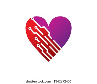 Love Technology Logo Template, Icon, Symbol - Vector