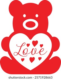 Love teddy bear design on plain white transparent isolated background for card, shirt, hoodie, sweatshirt, apparel, tag, mug, icon, poster or badge