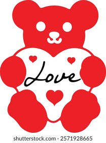 Love teddy bear design on plain white transparent isolated background for card, shirt, hoodie, sweatshirt, apparel, tag, mug, icon, poster or badge
