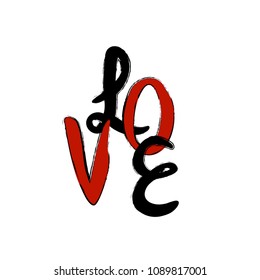 Love template of calligraphic text. Vector illustration. Love typography.