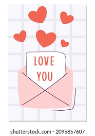 Love template for Valentine's day.  Greeting card, postcards, declaration of love, labels. posters.