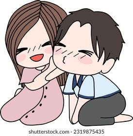 Love tenderness and romantic feelings concept. Young loving smiling couple boy and girl are hugging embracing each other feeling in love.