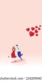 Love tenderness and romantic feelings Young loving smiling man and woman dancing feeling love vector illustration.
