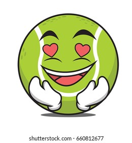 In love tennis ball cartoon character vector art