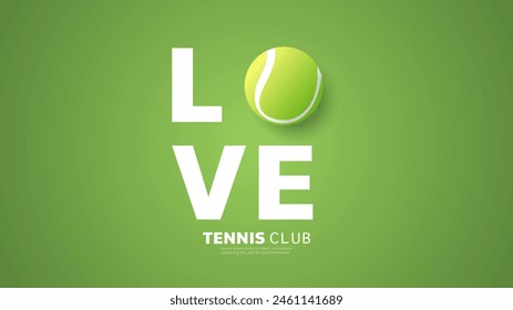 Love tennis club with Tennis ball logo on green background use in online sporting events, Illustration for Tennis sports concept, Vector Illustration EPS 10