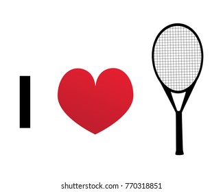 I love tennis silhouette vector icon