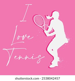 I love tennis slogan graphic vector print lettering for t shirt print design