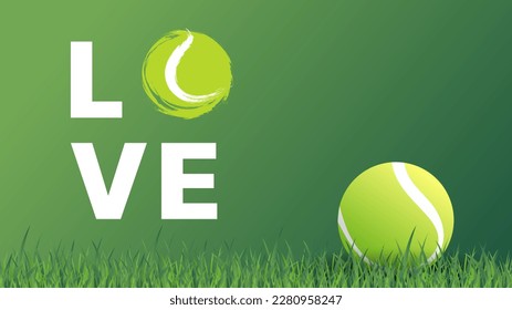 Love tennis template , Simple flat design style  ,Illustrations for use in online sporting events , Illustration Vector  EPS 10